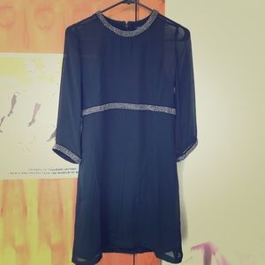 New! French Connection Women’s Blk Beaded Dress.